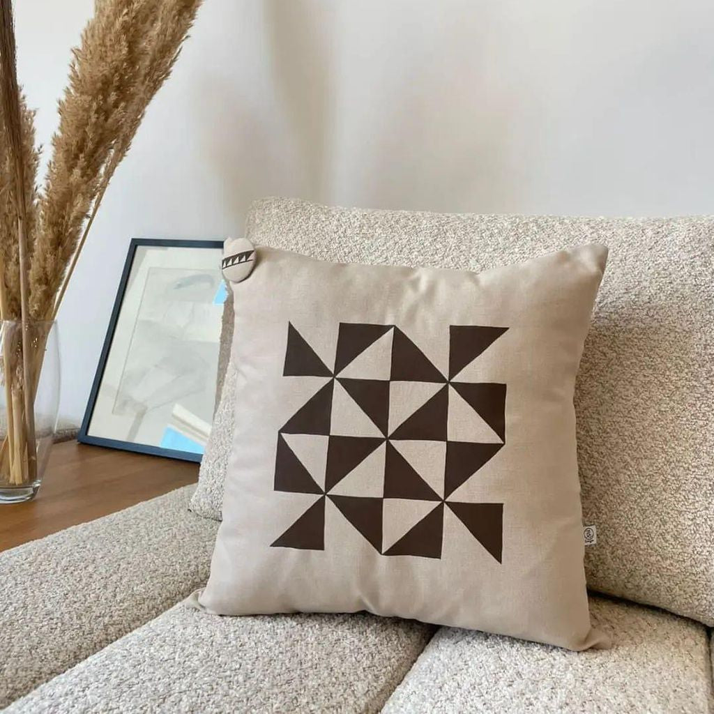 Handmade cushion, inspired by traditional ceramic patterns