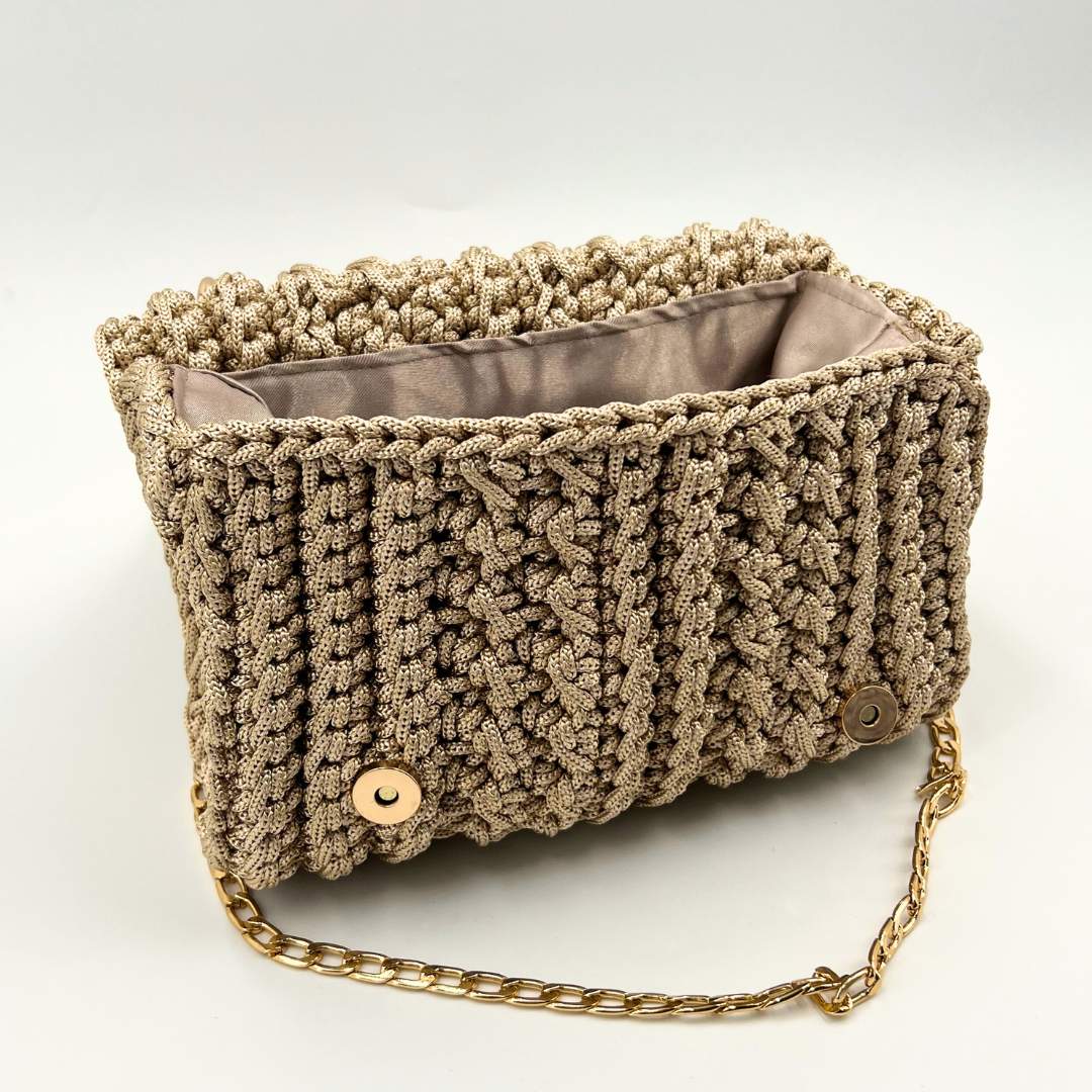Sac macramé beige fait main chic et unique