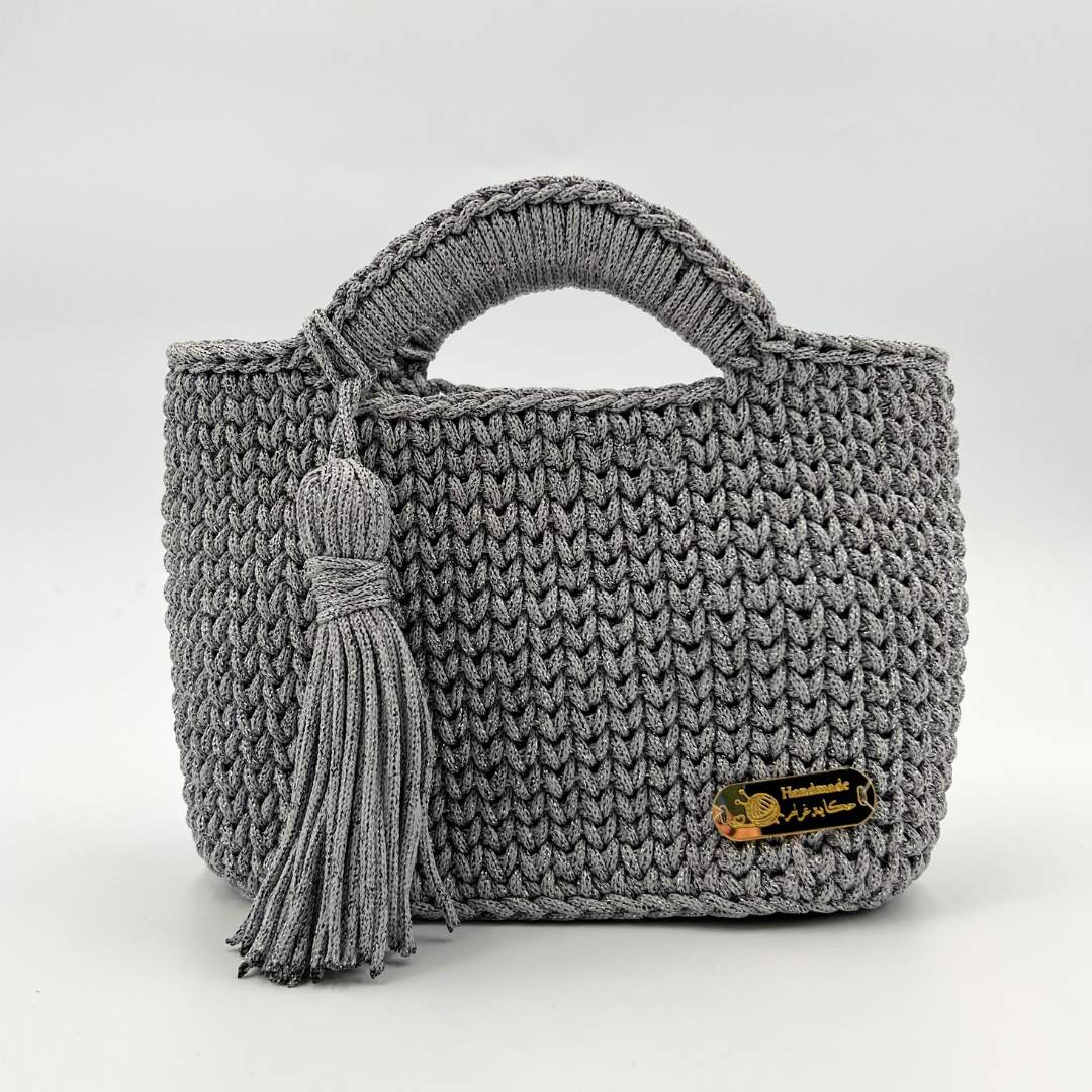 sac grise en crochet fait main