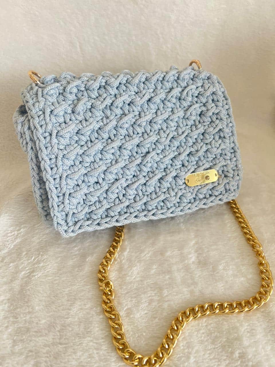 Sac Crochet gris Fait-main