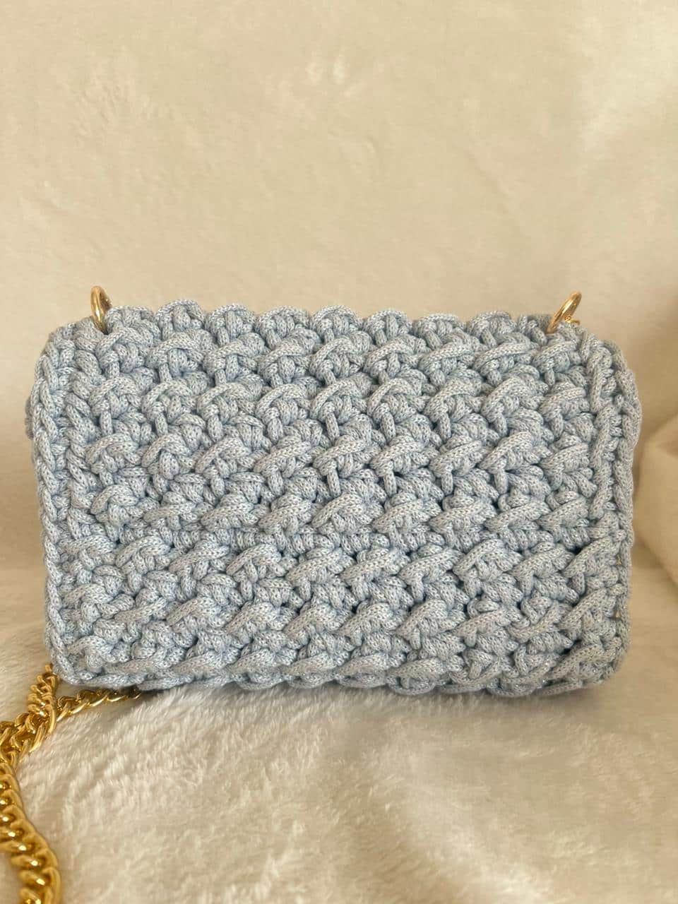 Sac Crochet gris Fait-main