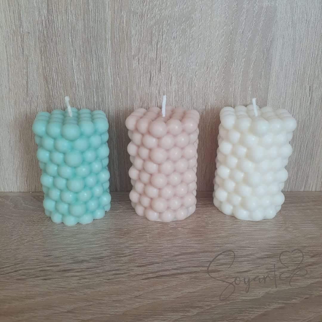Natural pearl-shaped candle