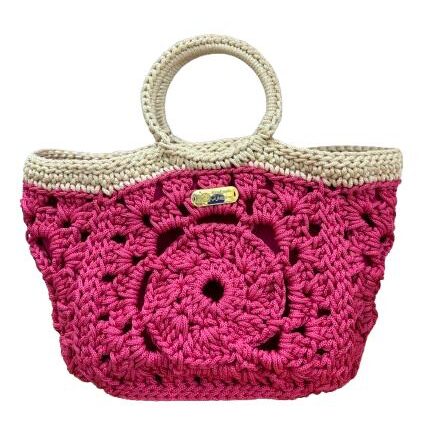 Grand sac rose en crochet