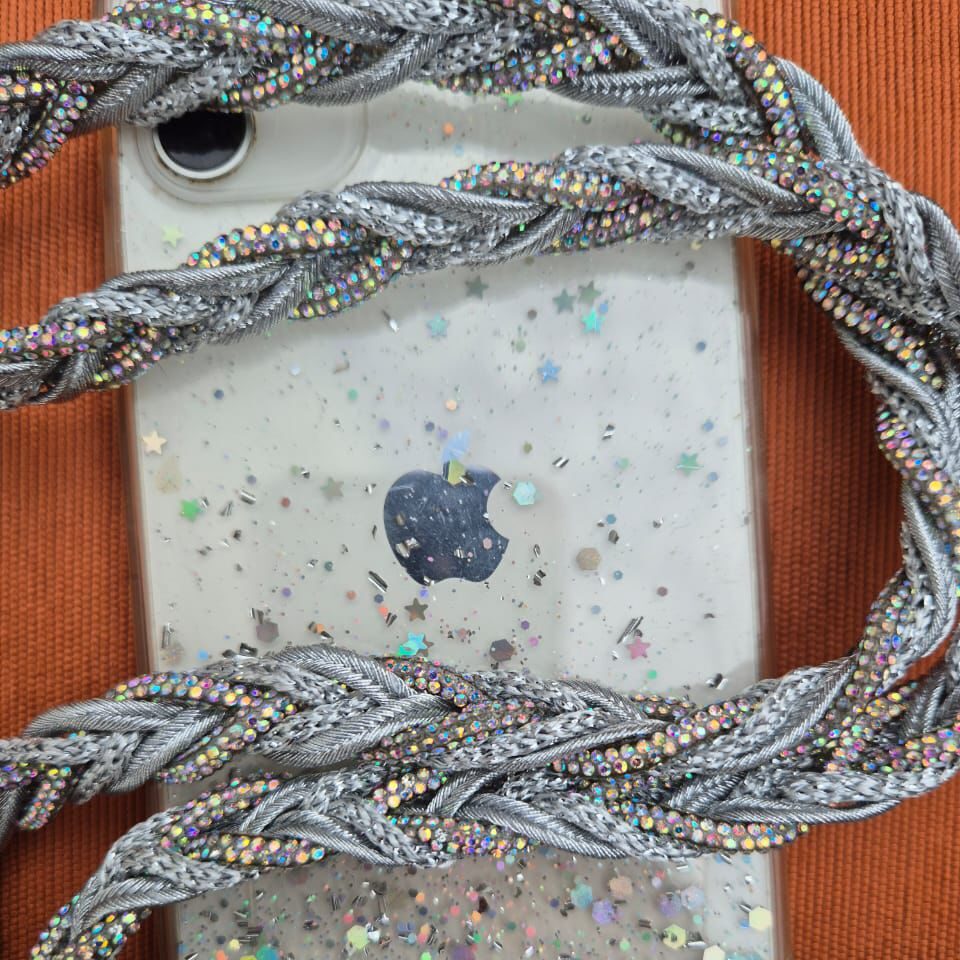 Chaîne de téléphone tressée à la main "50 Shades" (1,20 m) – Disponible en Doré & Bronze, Gris & Noir, et Argent