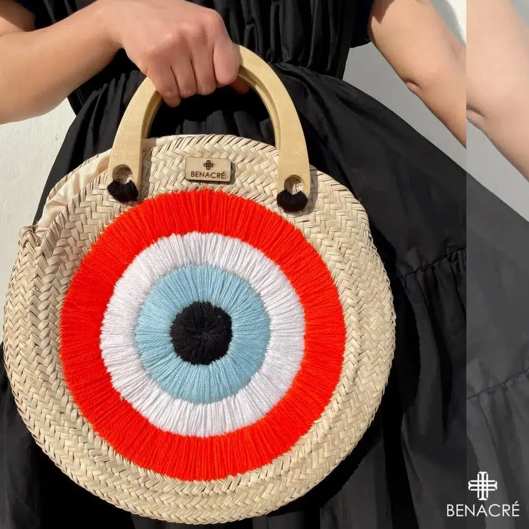 couffin moderne avec des mains en bois avec doublure et fermeture - orangé خرزة