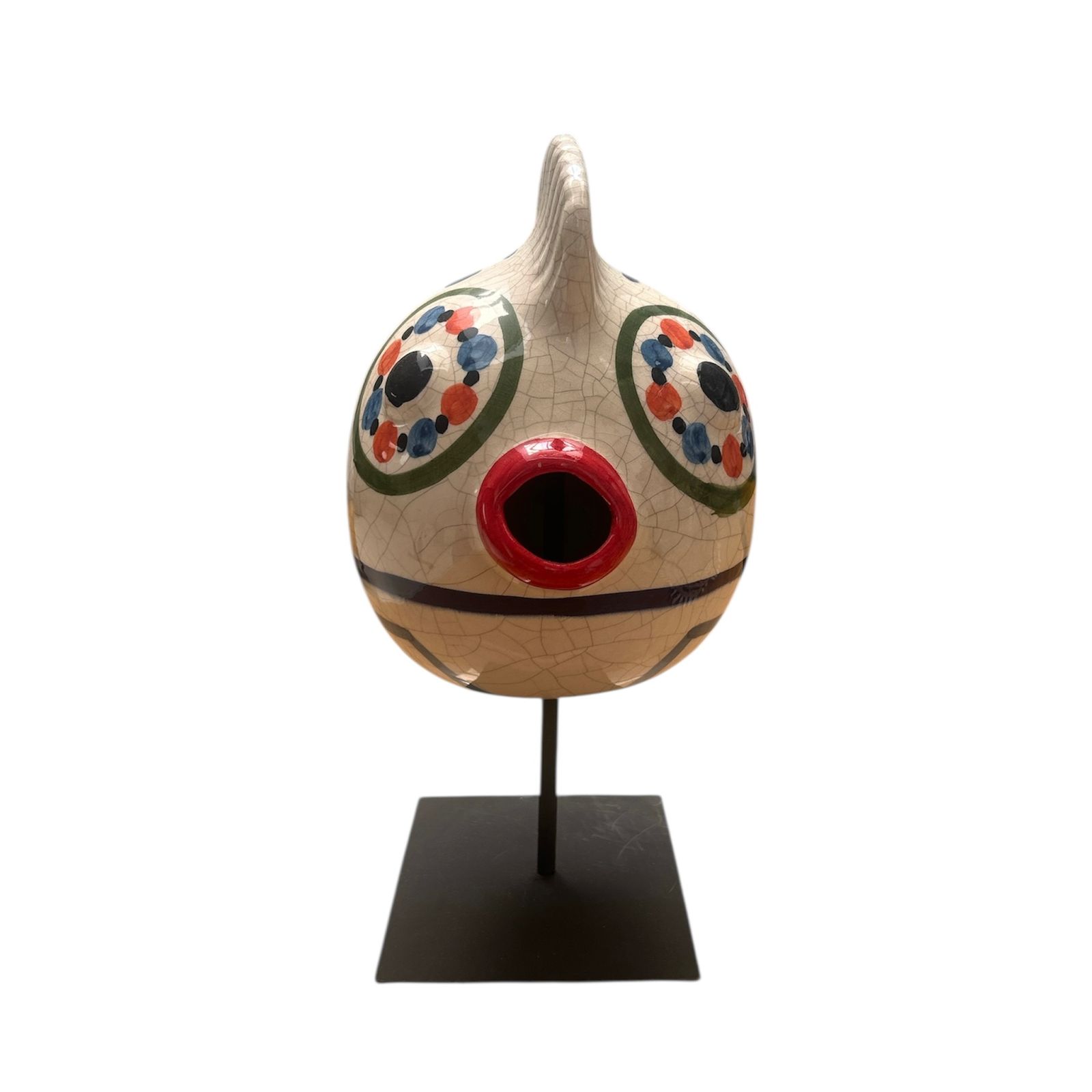 Sculpture poisson en céramique - forme de lune & style graphique