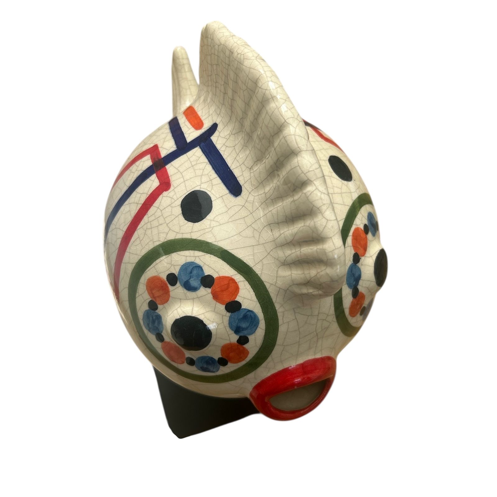 Sculpture poisson en céramique - forme de lune & style graphique