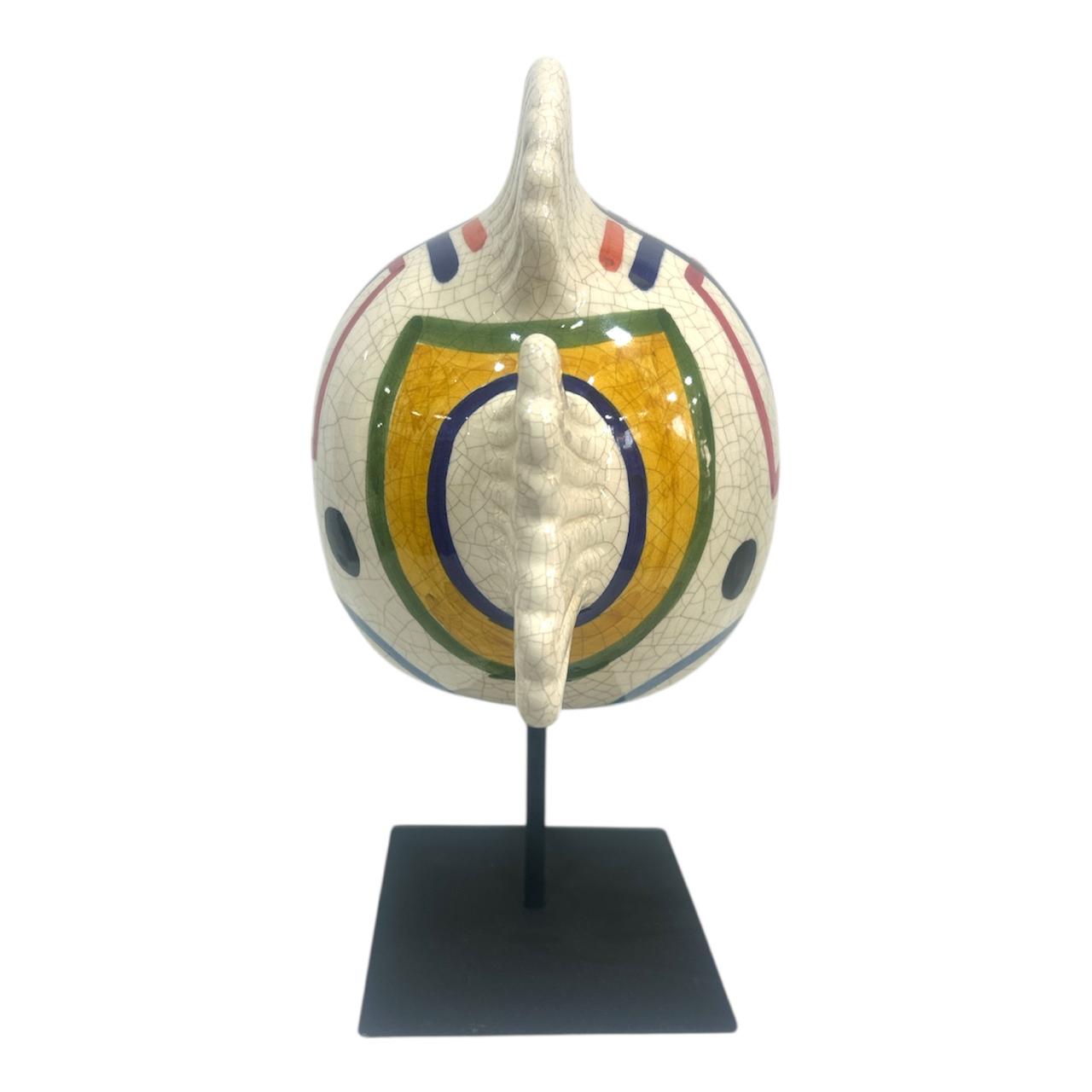 Sculpture poisson en céramique - forme de lune & style graphique