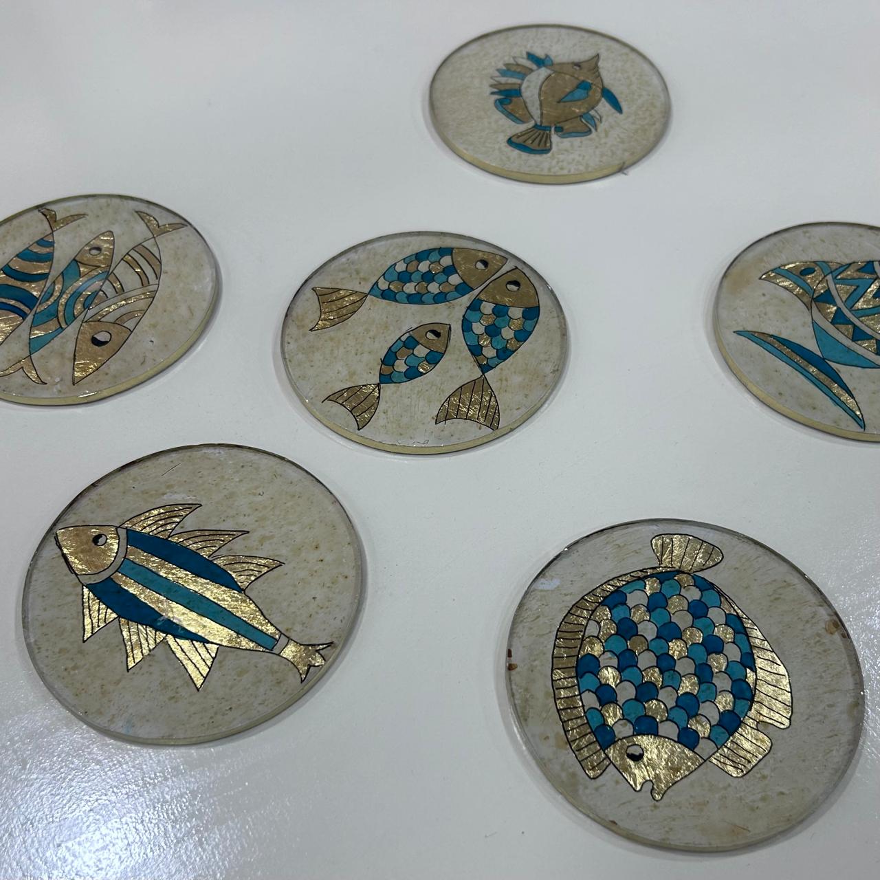 Dessous de verre en verre Turquoise et Or - Luxe et Elégance