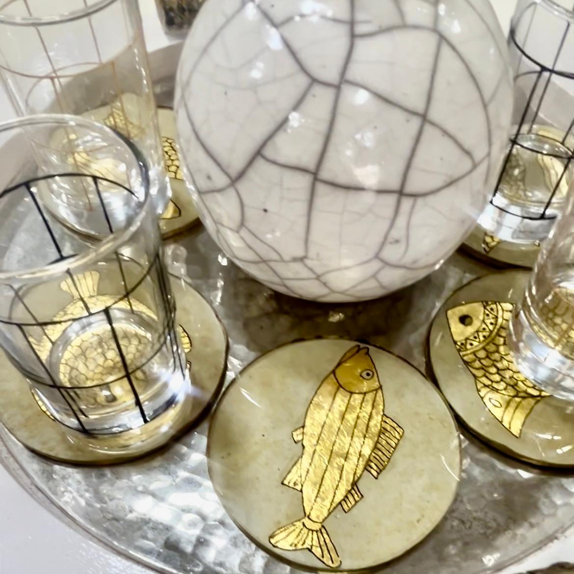 Dessous de verre en verre et or - Élégance pour votre table