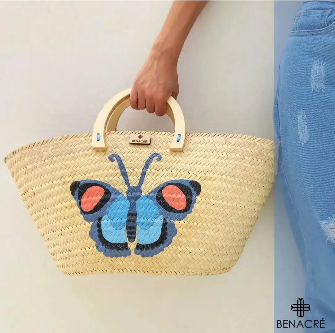 Couffin chic exclusif en bois et peinture modèle papillon