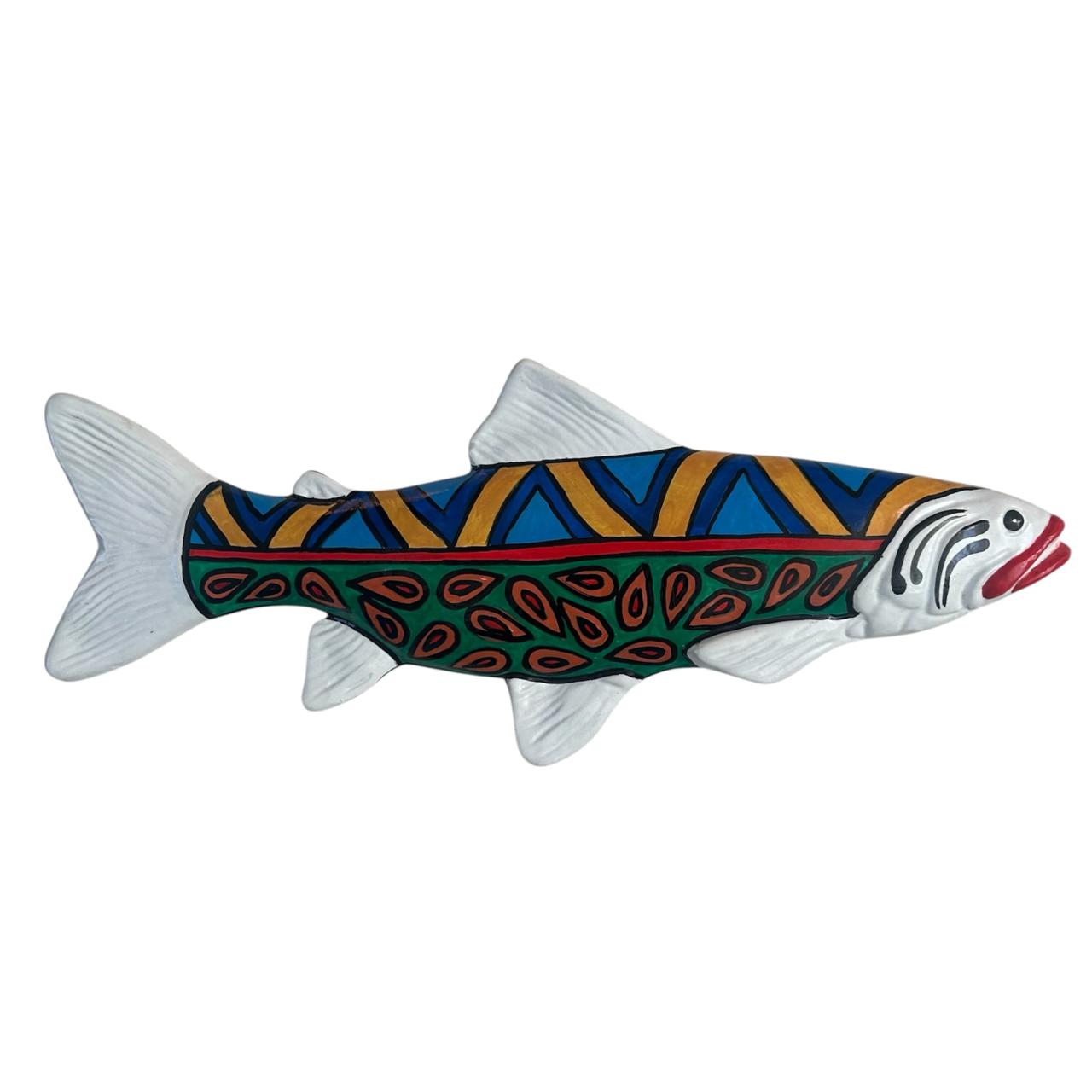 Poisson mural - Céramique peinte à la main - 40 cm