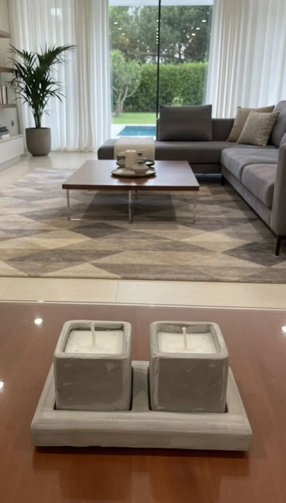 Set de bougies CUBIK artisanales façonnées en béton brut