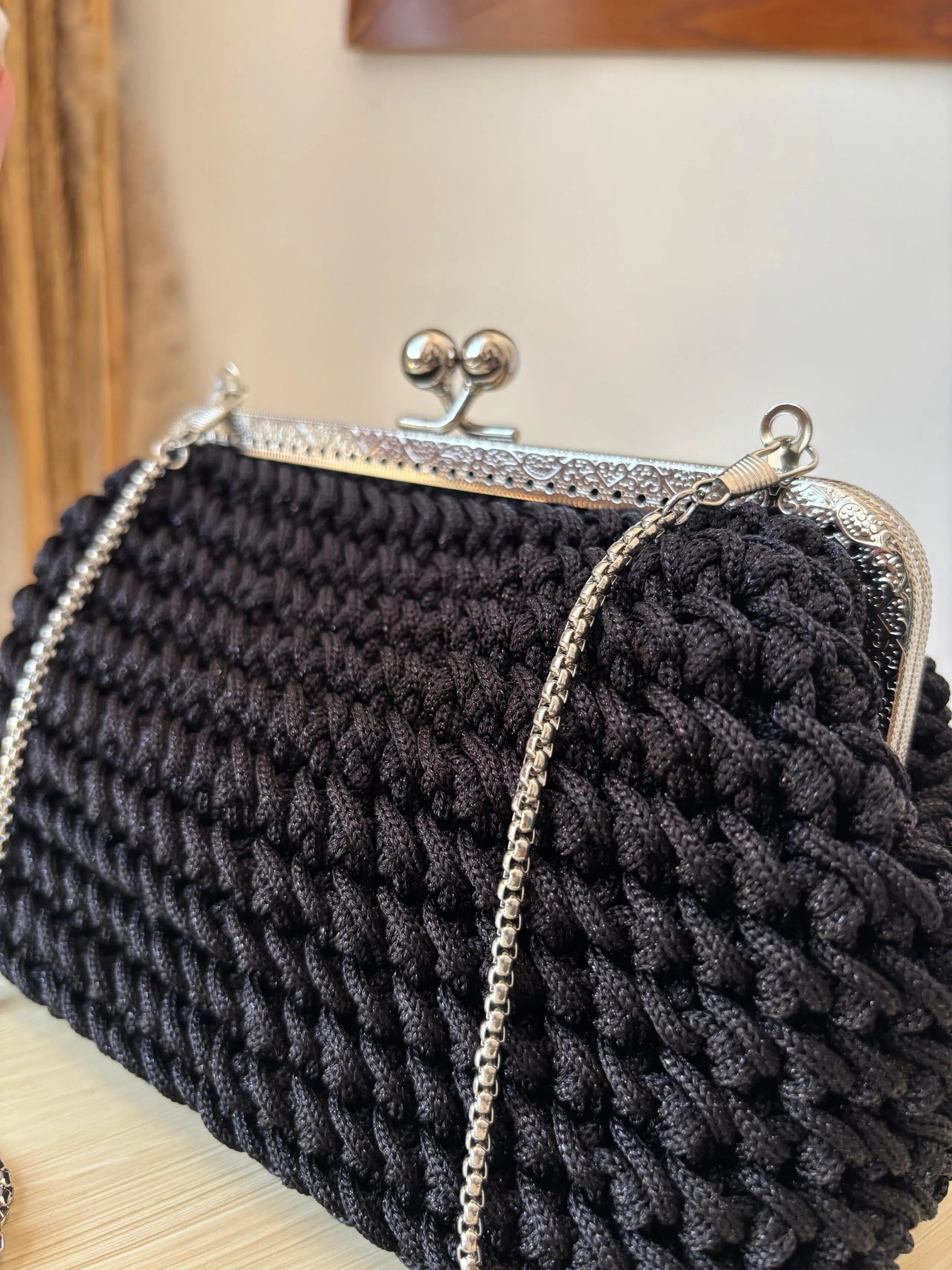 sac click clack noir fait main