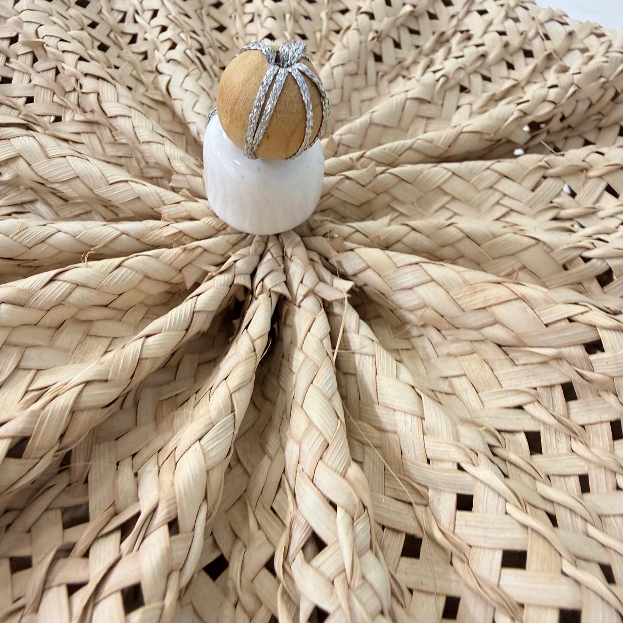 Panier raffiné en paille de avec couvercle – 20 cm - Pièce authentique & naturelle