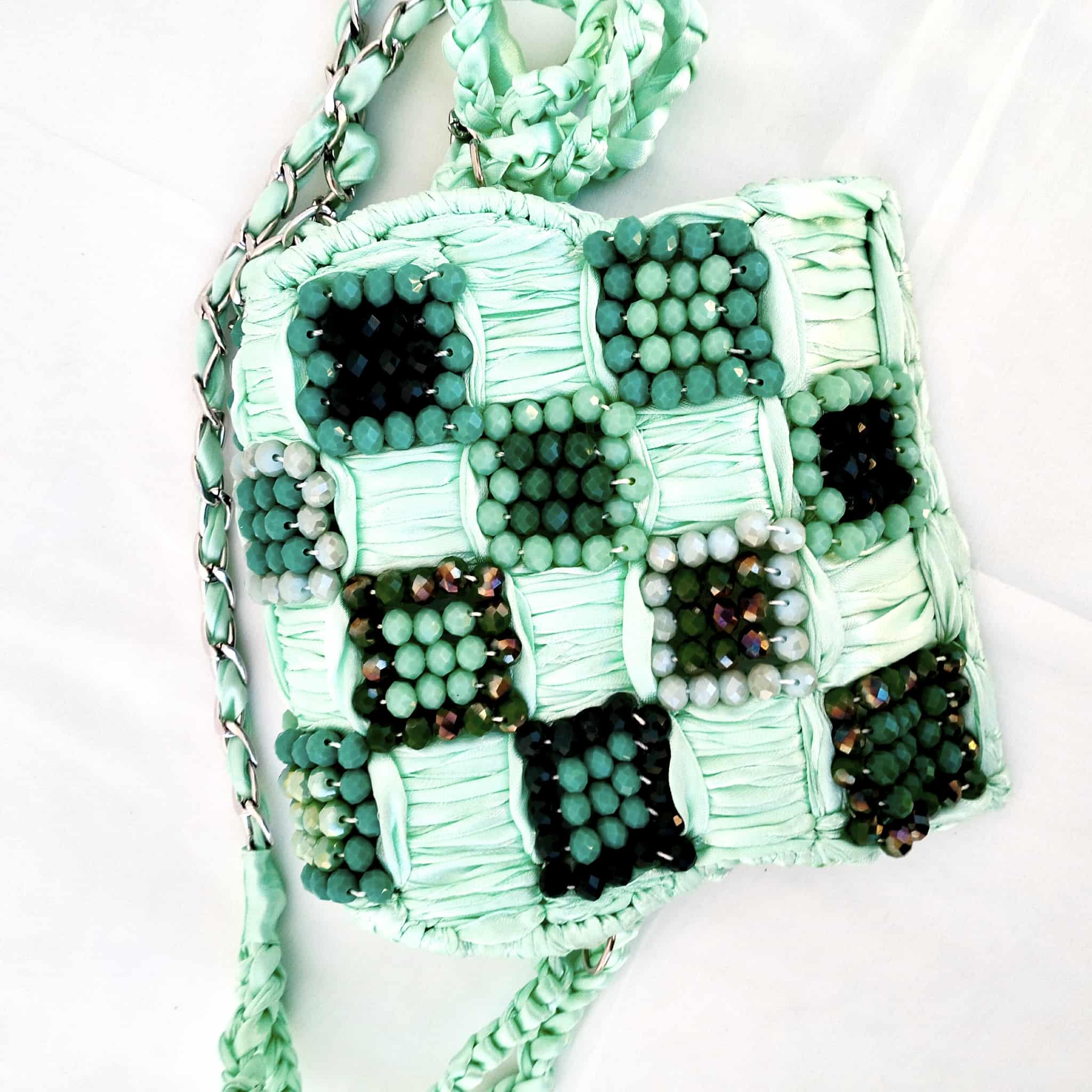 Sac de Soirée Vert Pastel – Fait Main & Recyclé