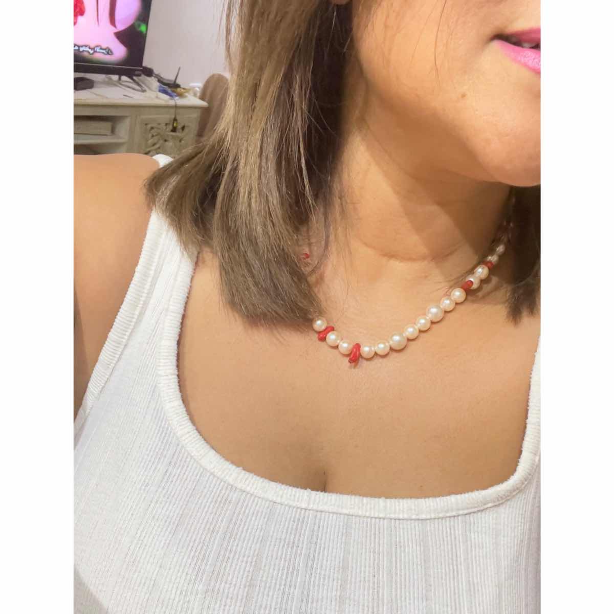 Collier perles de Majorque et corail pour un style unique