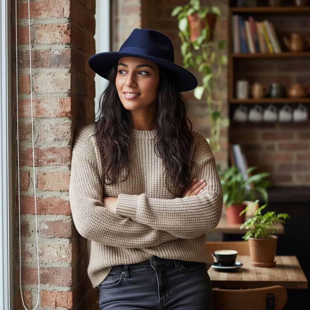 Chapeau laine bleu marine