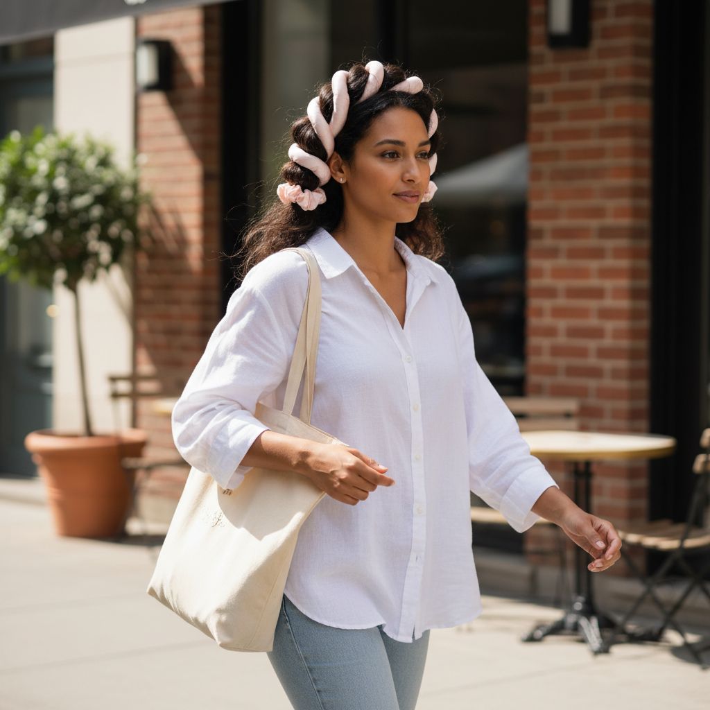 Bandeau satin pêche rosé bébé clair et scrunchies irrésistibles