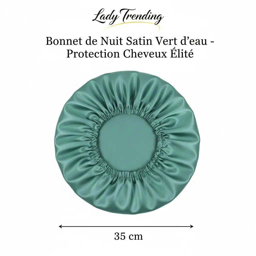 bonnet de nuit satin vert d'eau pour une protection cheveux optimale