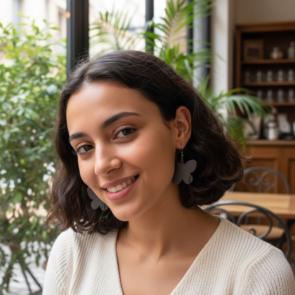 Boucles d'oreilles cuir gris métallisé élégance et charme exclusif