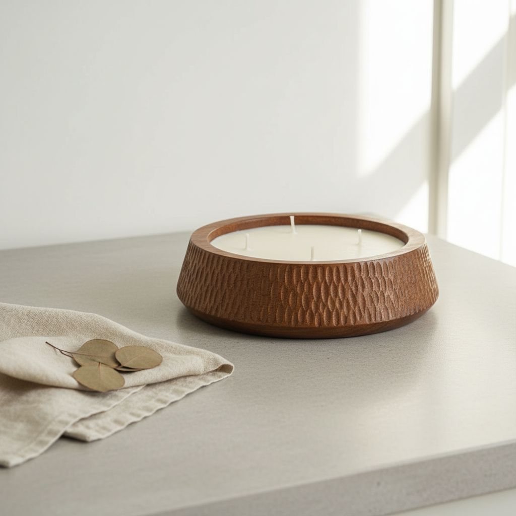 Bougeoir bois sculpté en acajou pour une ambiance élégante