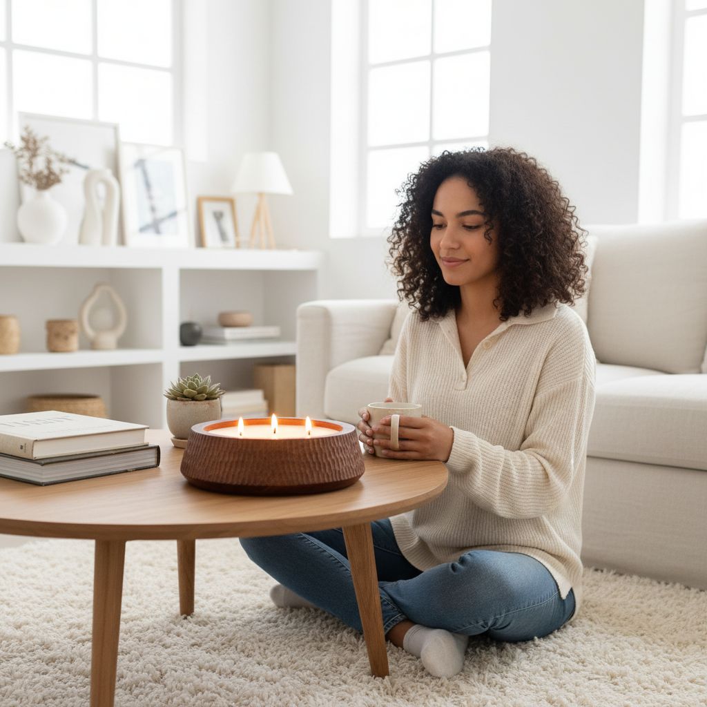 Bougeoir bois sculpté en acajou pour une ambiance élégante