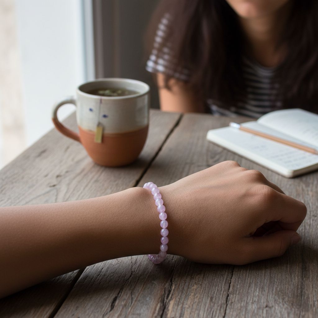 Bracelet kunzite élastique pour une élégance naturelle unique