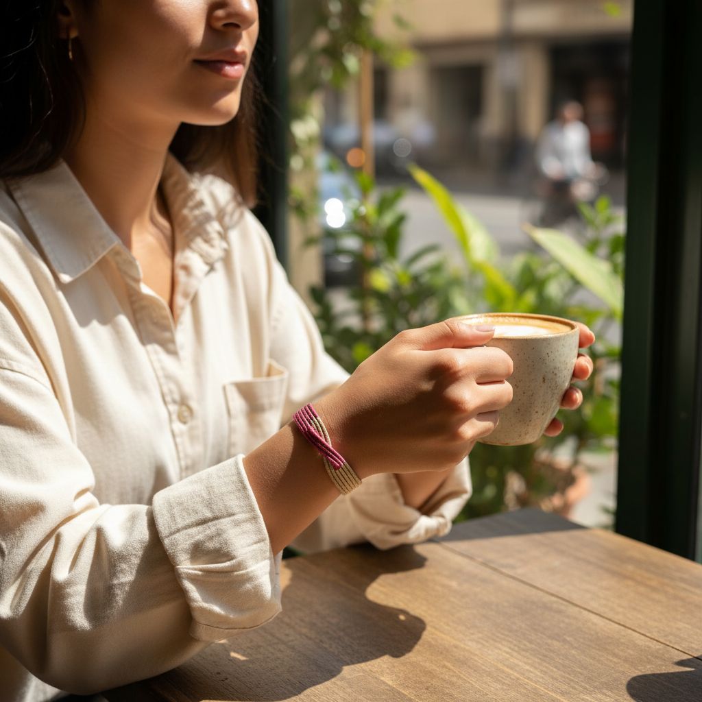 Bracelet beige croisé rose pour un style unique et élégant
