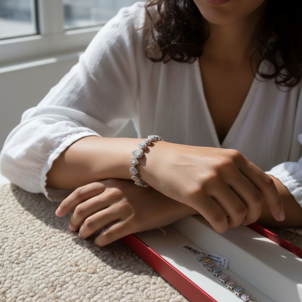 Bracelet acier inoxydable haut de gamme avec pierres élégantes