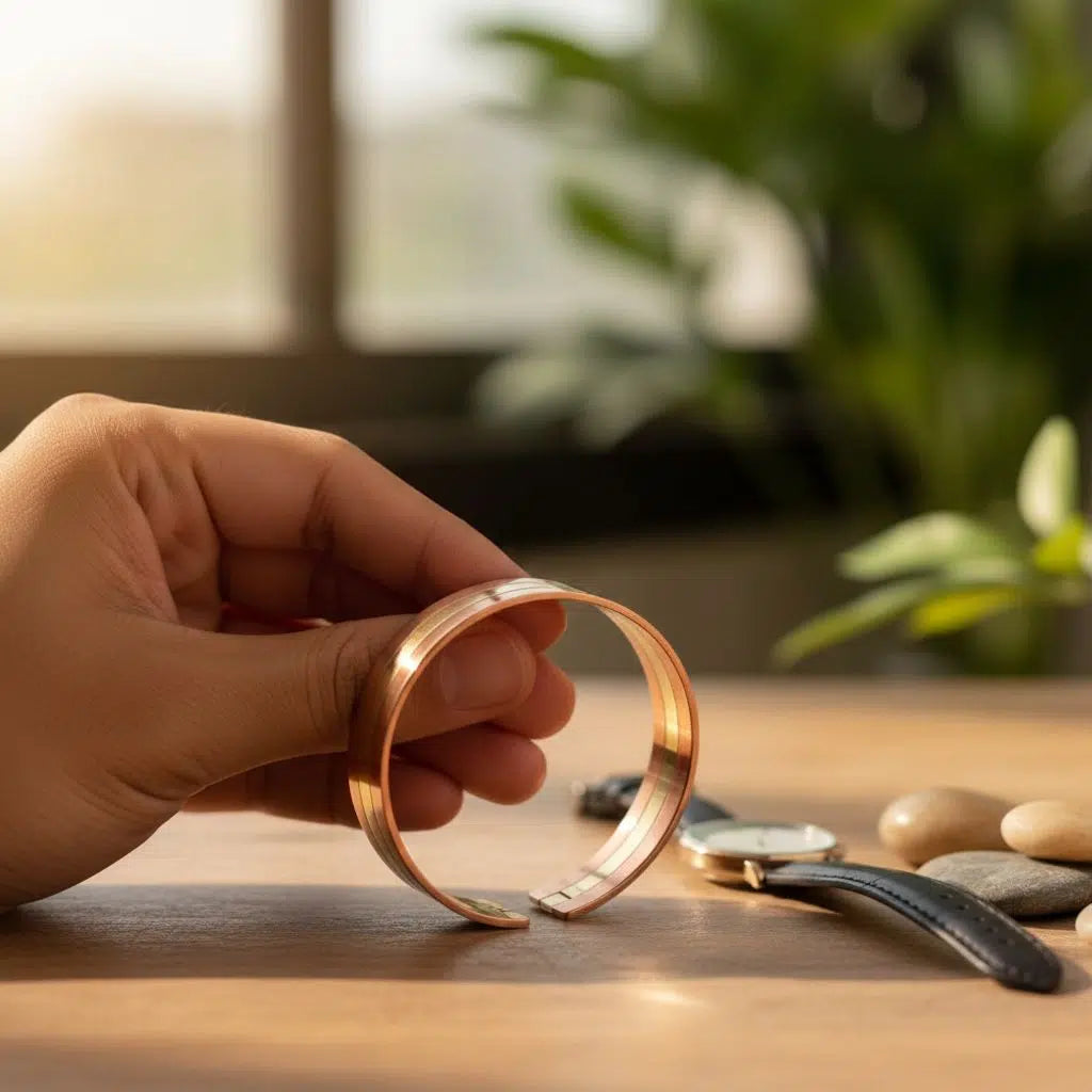 Bracelet cuivre unisexe trio en rouge et jaune pur qualité premium