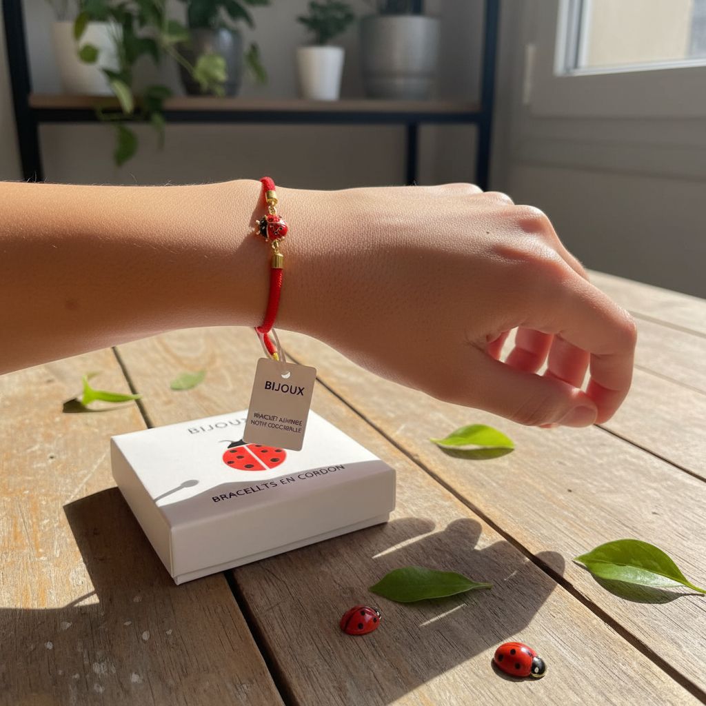 Bracelet rouge ajustable coccinelle pour une allure unique
