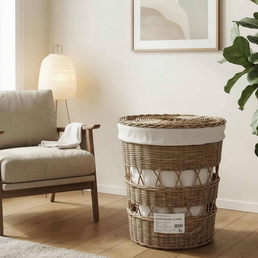 coffre rangement design en PVC ajouré pour un espace zen