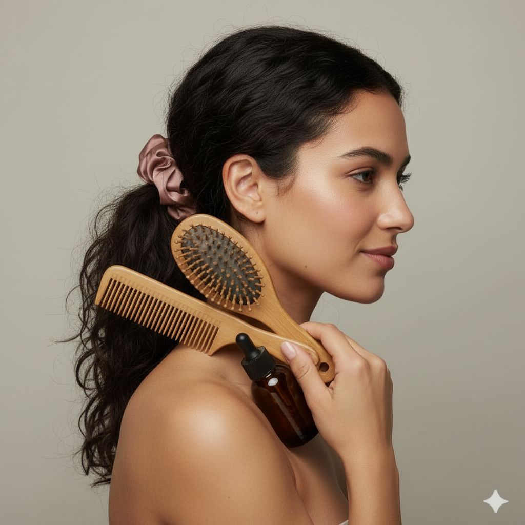 Chouchou satin marron antifrizz pour une élégance intemporelle