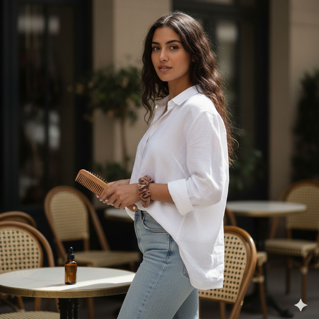 Chouchou satin marron antifrizz pour une élégance intemporelle