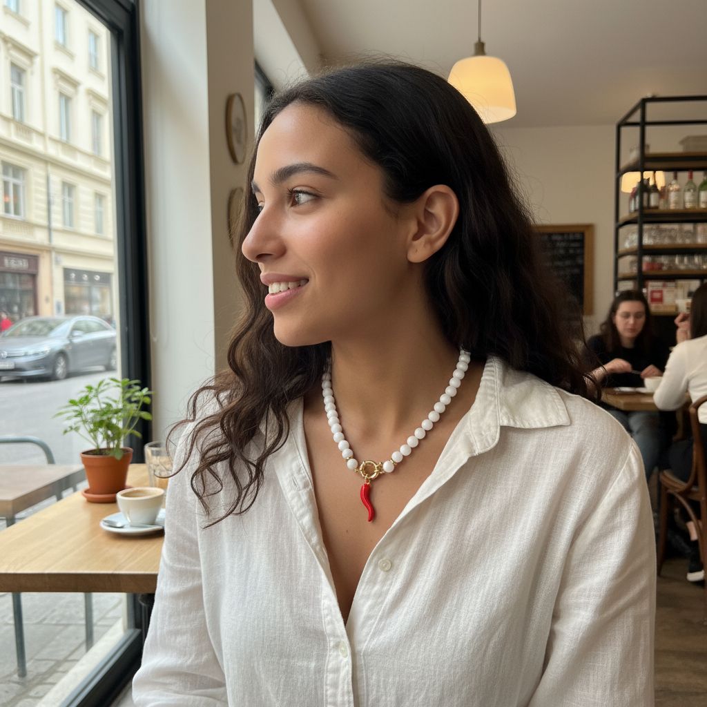 collier 🌶️chic Talismans d'Aura en blanc exclusif et élégant