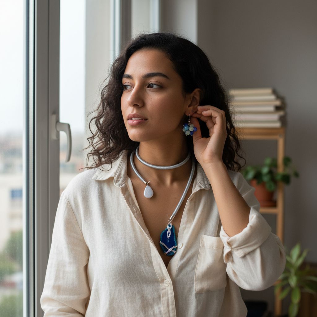 collier agathe bleu luxe et nacre pour un style unique
