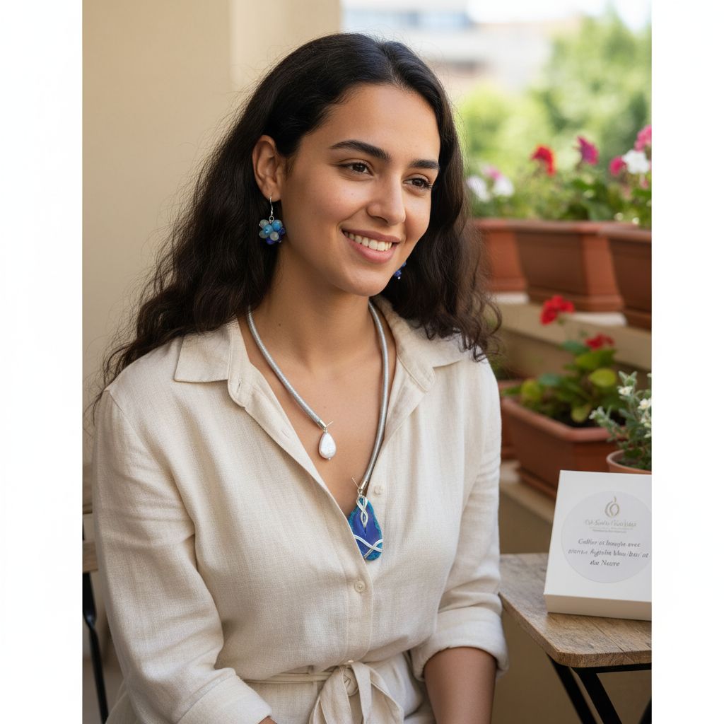 collier agathe bleu luxe et nacre pour un style unique