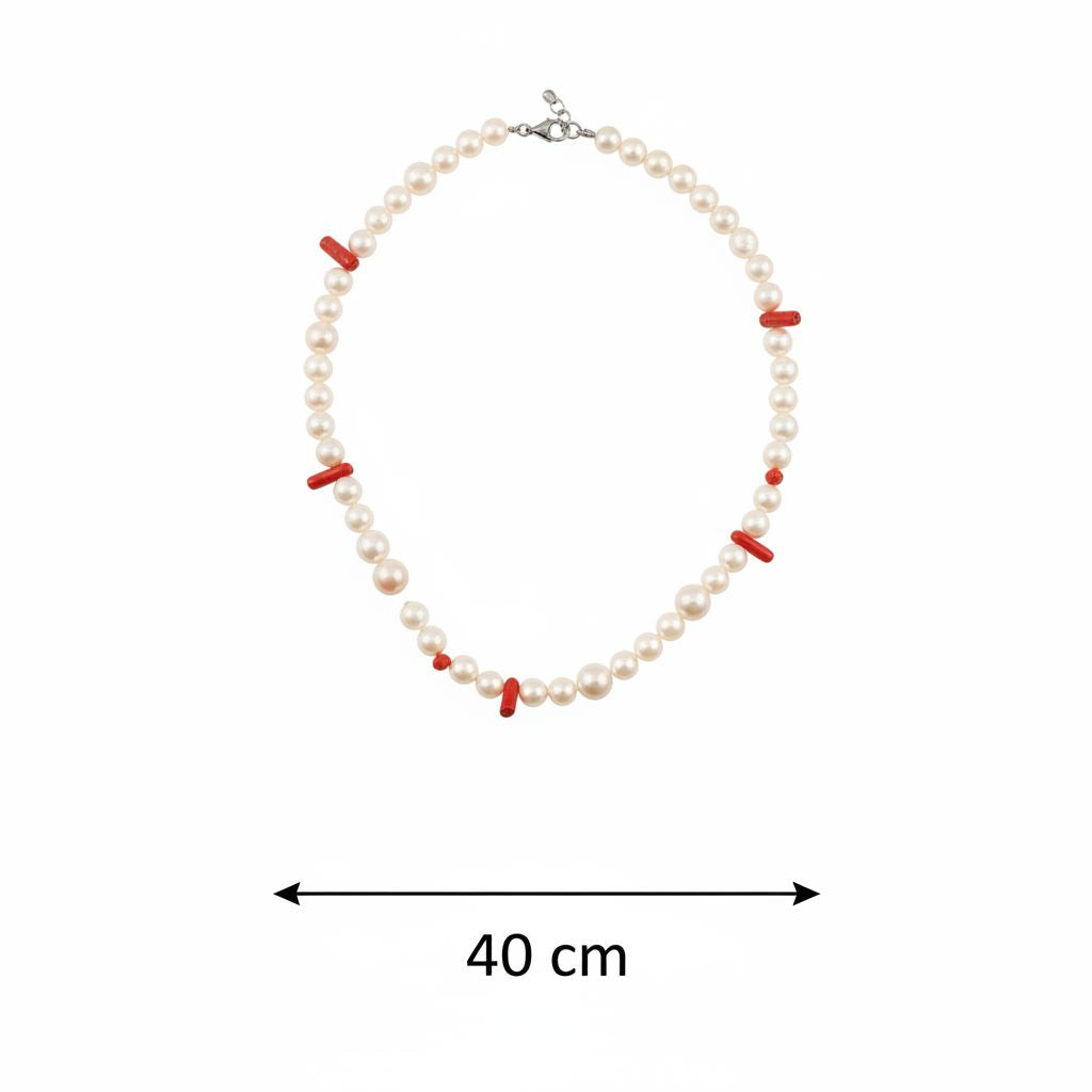 Collier perles de Majorque et corail pour un style unique