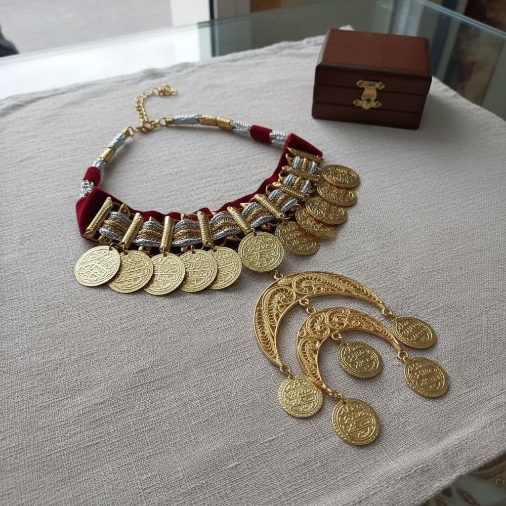 Collier velours chic en cuivre doré