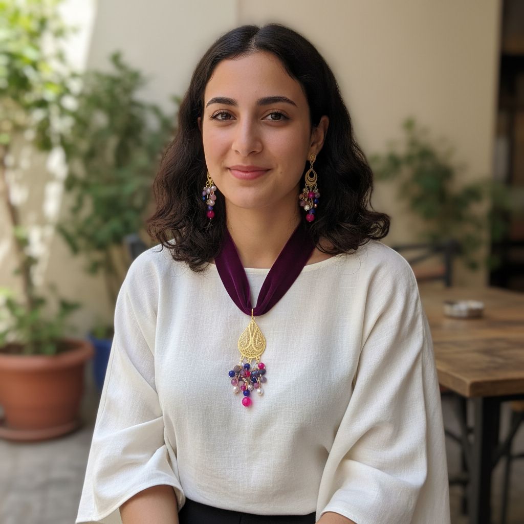 collier velours mauve en cuivre or 18k style khomsa exclusif