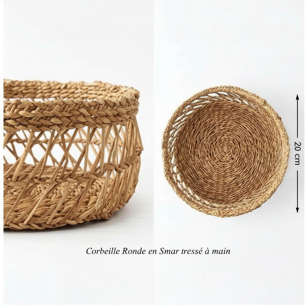 Corbeille tressée artisanale naturelle pour un rangement élégant