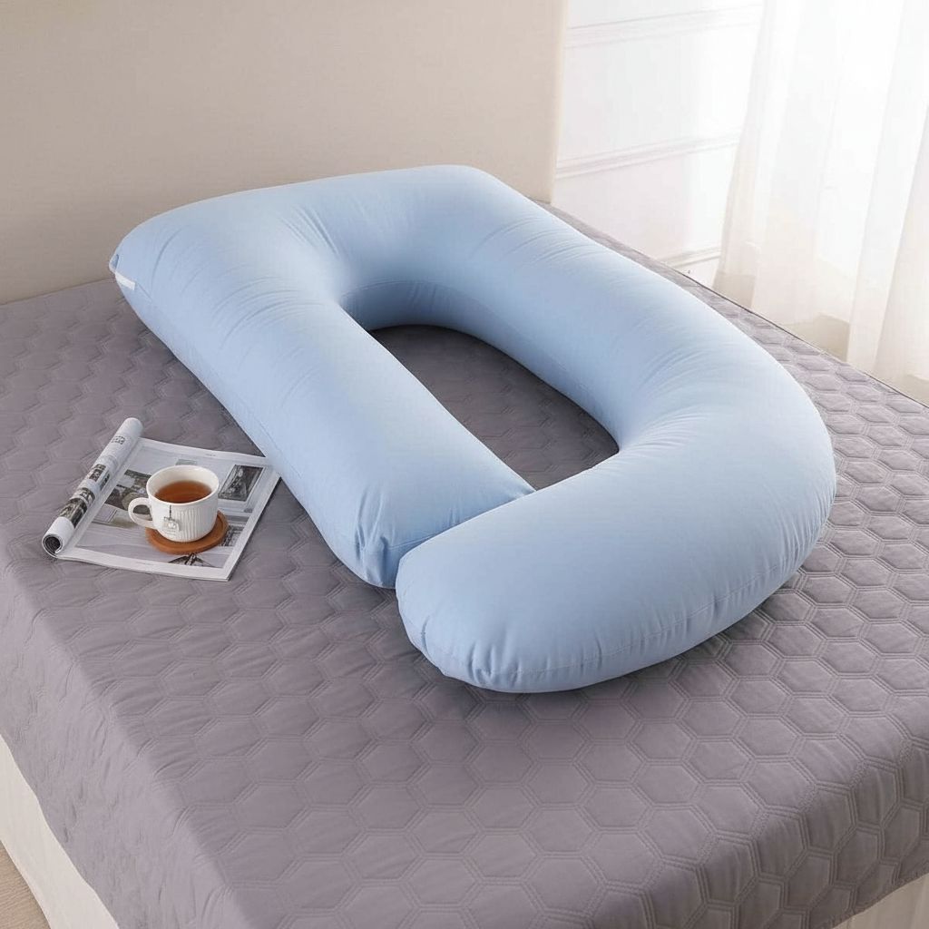 Coussin grossesse géant bleu lavable confort ultime 139x73cm