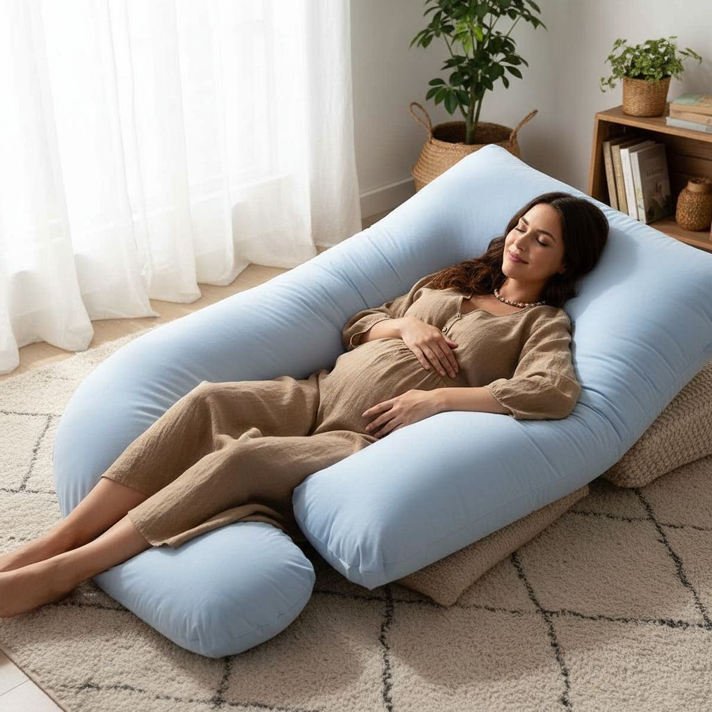 Coussin grossesse géant bleu lavable confort ultime 139x73cm 100 coton