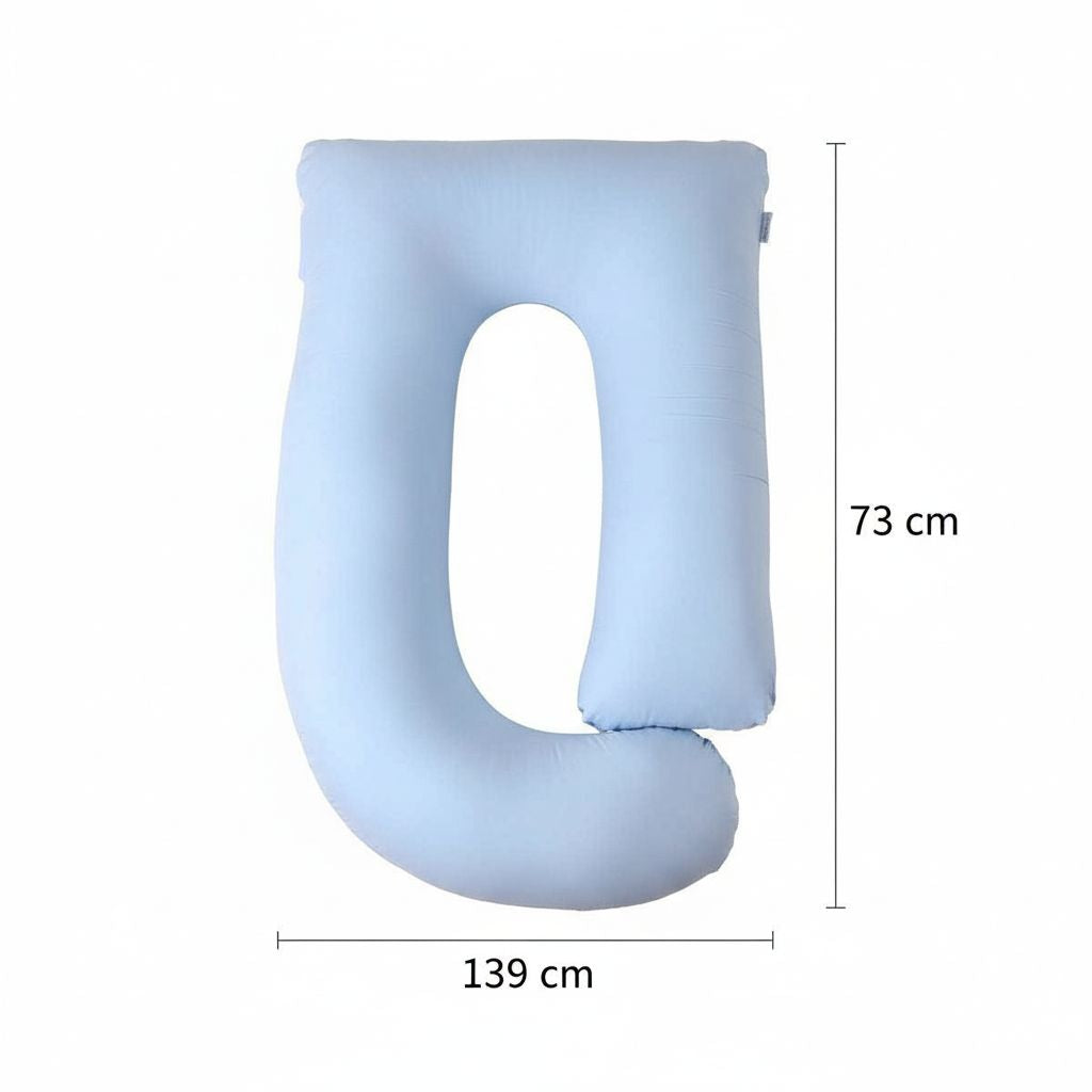 Coussin grossesse géant bleu lavable confort ultime 139x73cm 100 coton
