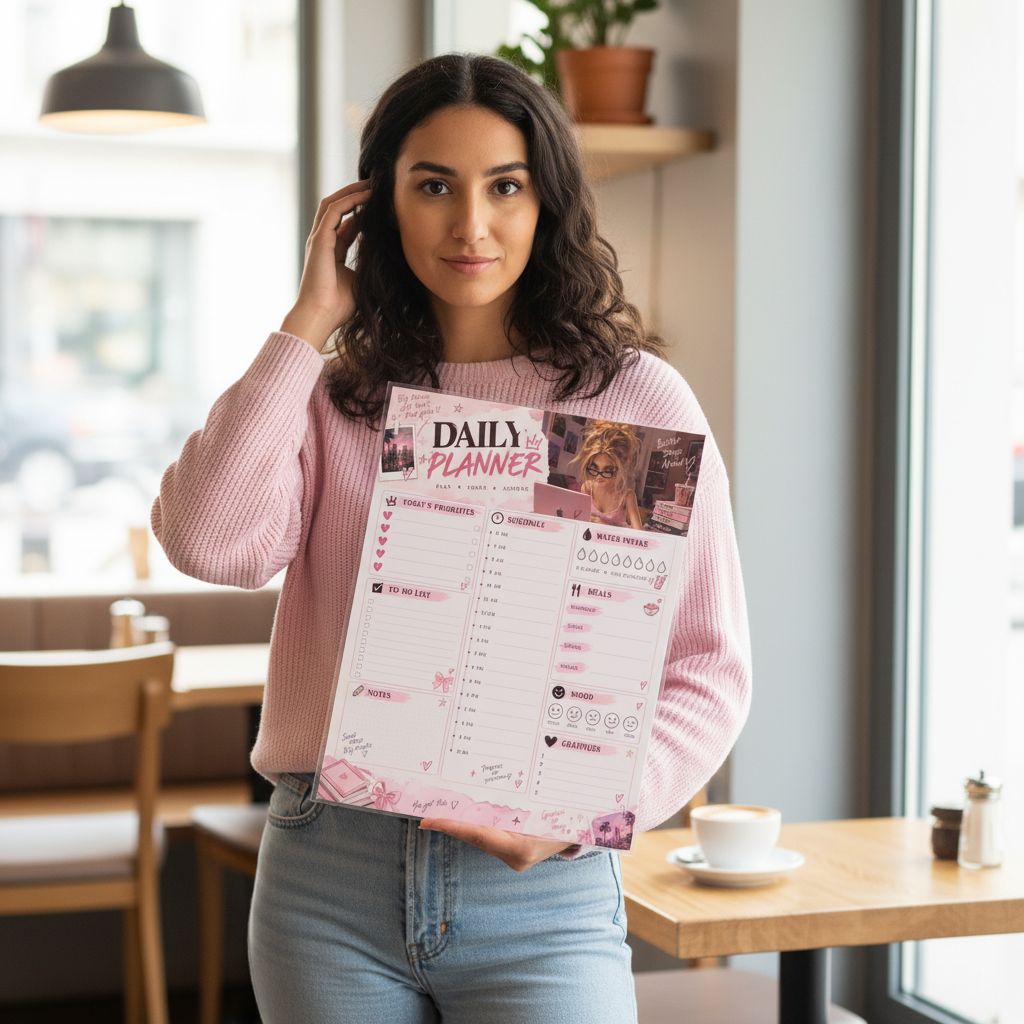 Planificateur quotidien rose premium pour productivité et bien-être
