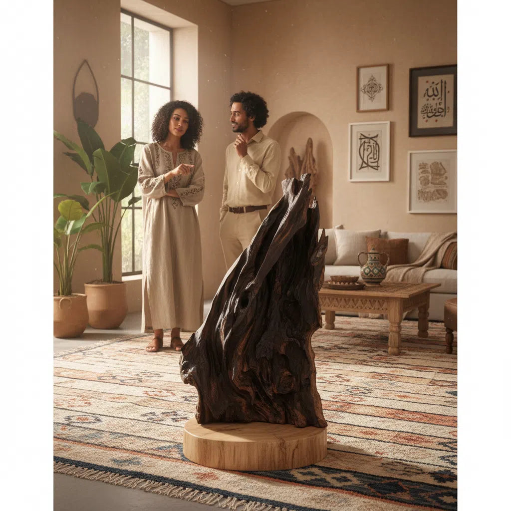 sculpture bois flamme fossilisée pour un intérieur unique