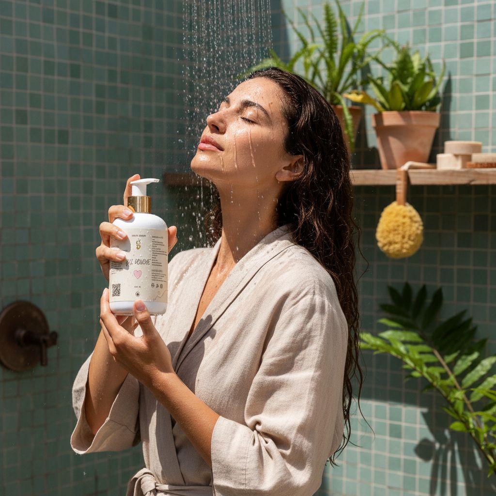 gel douche naturel Green Charm pour une peau douce et revitalisée