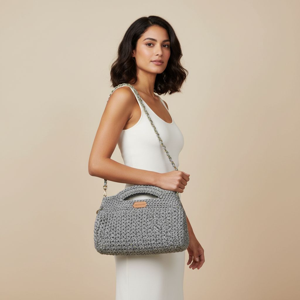 sac artisanal Golden Pearl argent doré pour un look chic et unique