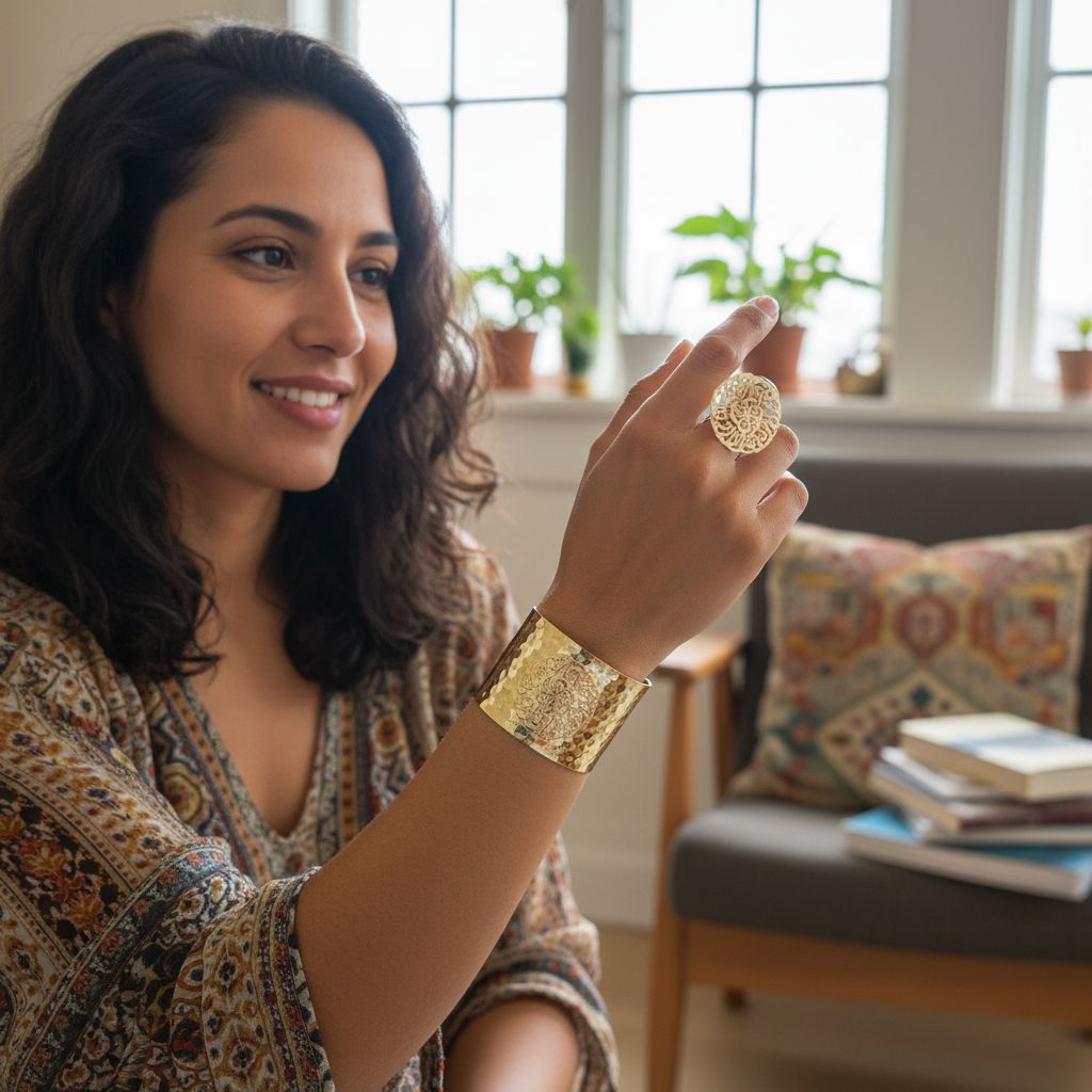 gourmette cuivre or élégance unique en 18K avec motifs arabesques